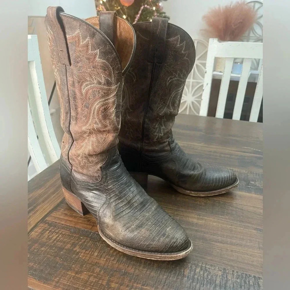 $300+ Dan Post Men’s Winston Lizard Boots embroidered 100% leather sz 8.5 - Picture 2 of 8